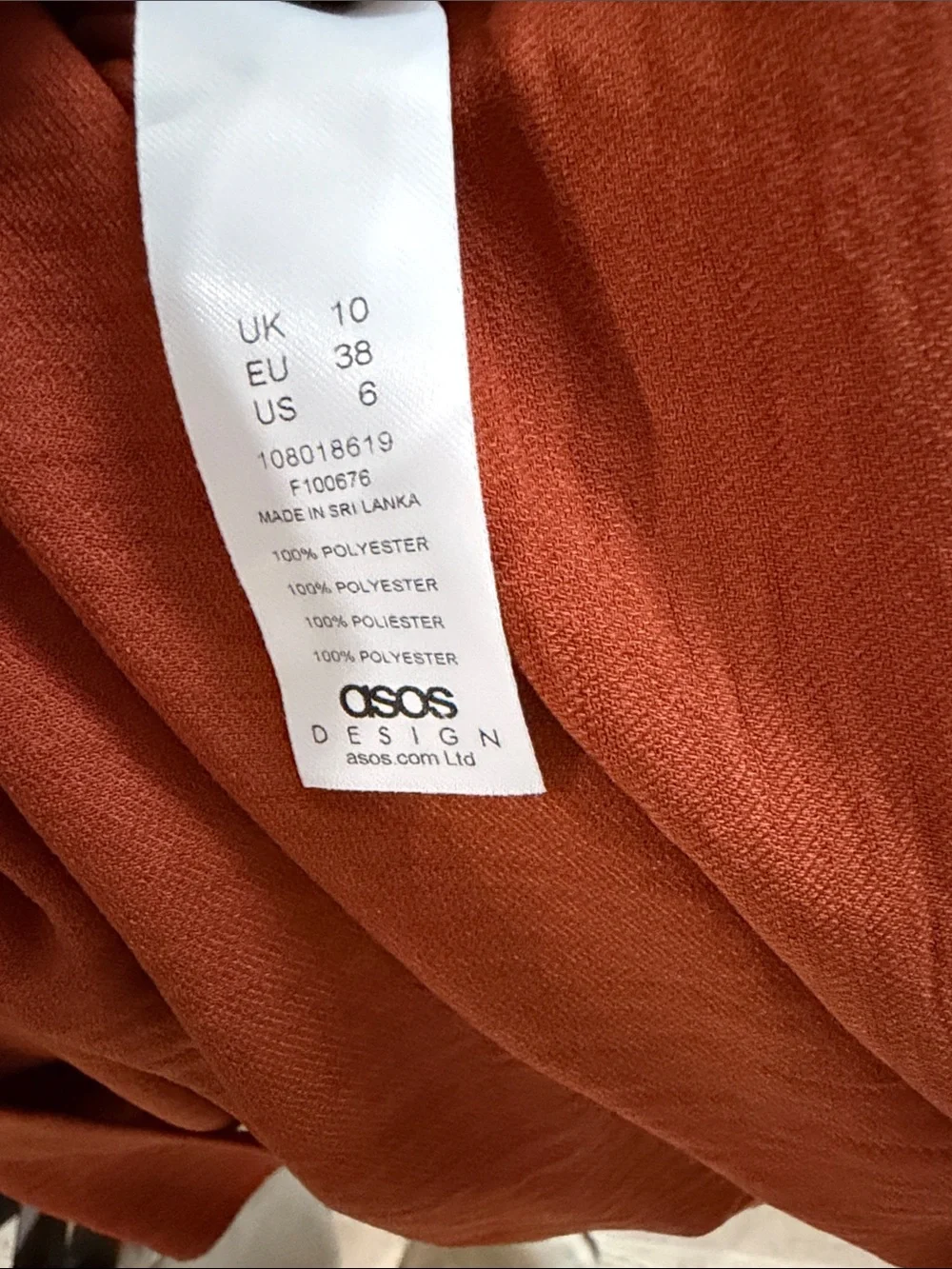 ASOS Button-Front Collared Midi Dress in Rust - Picture 3 of 3